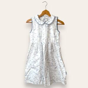 NWT Nantucket Kids Seas the Day Poplin Play Dress White Blue 12 Girls